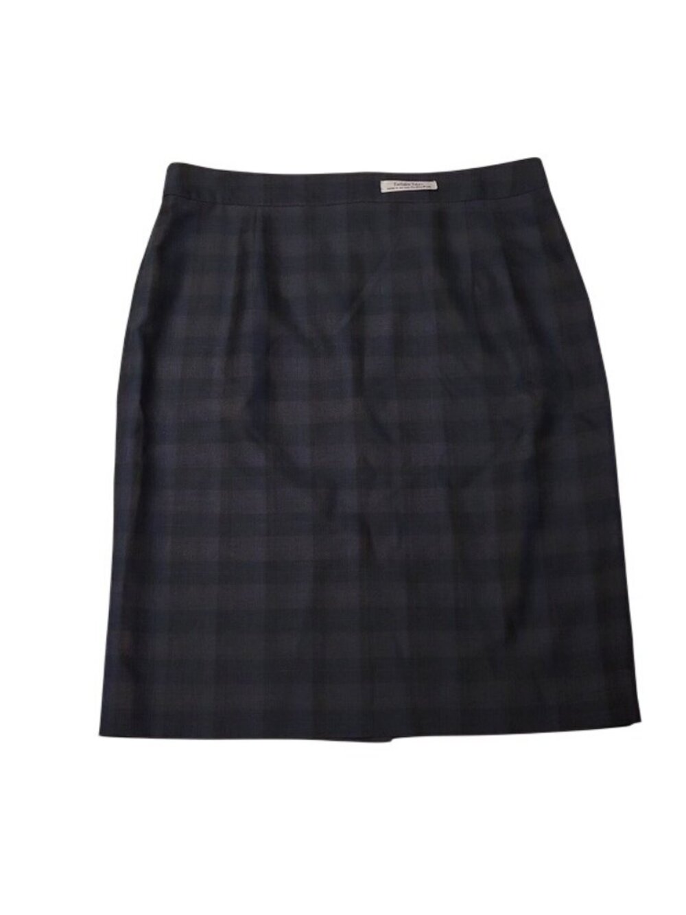 Vintage Pendleton Womens 14 Plaid Skirt Blue Grey Plaid Virgin Wool Pencil Skirt